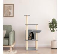 vidaXL Albero per Gatti con Tiragraffi in Sisal Grigio Chiaro 132 cm