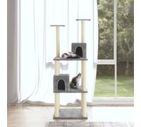 vidaXL Albero per Gatti con Tiragraffi in Sisal Grigio Chiaro 141 cm