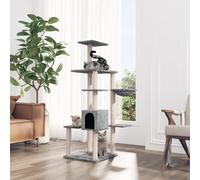 vidaXL Albero per Gatti con Tiragraffi in Sisal Grigio Chiaro 142 cm