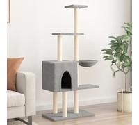 vidaXL Albero per Gatti con Tiragraffi in Sisal Grigio Chiaro 145 cm