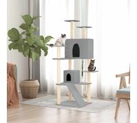 Albero per Gatti con Tiragraffi in Sisal Grigio Chiaro 153 cm
