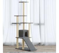 vidaXL Albero per Gatti con Tiragraffi in Sisal Grigio Chiaro 155 cm