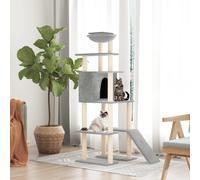 vidaXL Albero per Gatti con Tiragraffi in Sisal Grigio Chiaro 166 cm