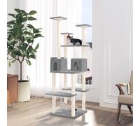vidaXL Albero per Gatti con Tiragraffi in Sisal Grigio Chiaro 167 cm