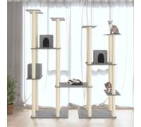 vidaXL Albero per Gatti con Tiragraffi in Sisal Grigio Chiaro 174 cm