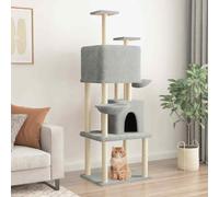 vidaXL Albero per Gatti con Tiragraffi in Sisal Grigio Chiaro 180 cm