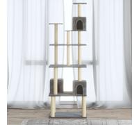 vidaXL Albero per Gatti con Tiragraffi in Sisal Grigio Chiaro 188 cm