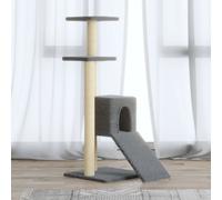 vidaXL Albero per Gatti con Tiragraffi in Sisal Grigio Chiaro 92 cm