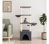 vidaXL Albero per Gatti con Tiragraffi in Sisal Grigio Scuro 147 cm