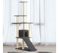 vidaXL Albero per Gatti con Tiragraffi in Sisal Grigio Scuro 155 cm