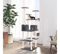 vidaXL Albero per Gatti con Tiragraffi in Sisal Grigio Scuro 167 cm