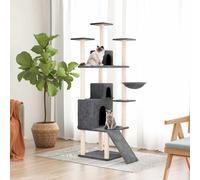 Albero per Gatti con Tiragraffi in Sisal Grigio Scuro 175 cm
