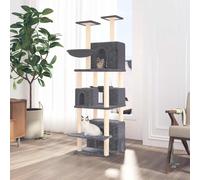 Albero per Gatti con Tiragraffi in Sisal Grigio Scuro 180 cm