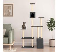 vidaXL Albero per Gatti con Tiragraffi in Sisal Grigio Scuro 180 cm