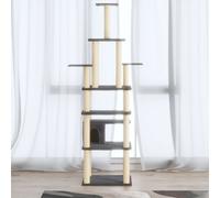vidaXL Albero per Gatti con Tiragraffi in Sisal Grigio Scuro 183 cm