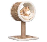 vidaXL Albero per Gatti con Tunnel in Alto e Giocattolo 56cm in Giunco