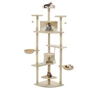 vidaXL Albero per Gatti e Tiragraffi in Sisal 203 cm Beige e Bianco
