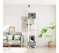 vidaXL Albero per Gatti Pavimento Soffitto Grigio Chiaro 277-303 cm