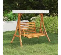 Altalena con tetto crema legno massello ricurvo finitura in teak