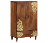 vidaXL Alto Mobile in Legno Massello di Mango con Intarsi Decorativi 60X33X100 cm Finitura Marrone Miele Mobile di Stoccaggio per Interni Arredamento in Stile Tradizionale Design Decorativo Elegante