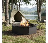 vidaXL Anello per Focolare Nero 90 x 90 x 25 cm Acciaio