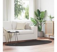 vidaXL Anthracite Oval Area Rug, 100% Polyester Soft Short Pile Carpet for Living Room Bedroom Dining, Modern Indoor Floor Mat with Non-Slip Backing, Easy