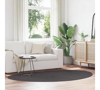 vidaXL Anthracite Oval Area Rug, Soft Polypropylene Short Pile Carpet for Living Room and Bedroom, Modern Indoor Floor Mat with Neutral Design, Easy Stain