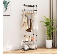 vidaXL Appendiabiti a 3 Livelli Argento 59x29x192 cm in Alluminio