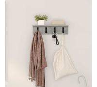 vidaXL Appendiabiti da Muro con Ripostiglio in Legno Grigio Cemento, 40 x 10,5 cm - Ganci per Appenderlo, Design Moderno e Minimalista, Perfetto per Ingresso e Corridoio, Facile da Pulire, Uso Inter