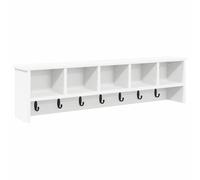 vidaXL Appendiabiti da Muro in Legno Bianco, 100 x 16 x 26 cm, Stile Moderno Opaco con Ganci, mensola per riporre, Soluzione per la casa, organizzatore per Ingresso, Design salvaspazio per Uso Inter