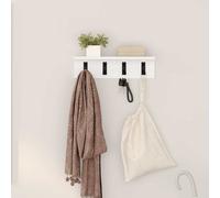 vidaXL Appendiabiti da Parete con mensola, Bianco, 40x10,5x10,5 cm. È Un Design Moderno in Legno ingegnerizzato, Perfetto per organizzare l'ingresso con Ganci. Ottimo per Il corridoio e la Vita di t
