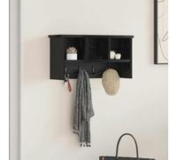 vidaXL Appendiabiti a muro con lo scaffale Rovere Nero 50 x 16 x 26 cm