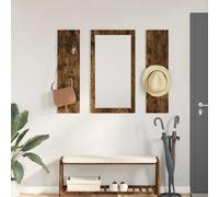 vidaXL Appendiabiti a muro con specchio Rovere fumé 96 x 1,5 x 90 cm