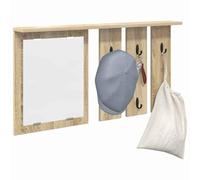 vidaXL Appendiabiti a muro con specchio rovere sonoma 85 x 10 x 45 cm