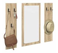 vidaXL Appendiabiti a muro con specchio rovere sonoma 96 x 1.5 x 90 cm