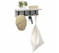 vidaXL Appendiabiti da Muro con Ripostiglio in Legno Grigio Cemento, 40 x 10,5 cm - Ganci per Appenderlo, Design Moderno e Minimalista, Perfetto per Ingresso e Corridoio, Facile da Pulire, Uso Inter