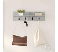 vidaXL Appendiabiti da parete in grigio cemento, 60 x 10,5 x 18 cm. Realizzato in legno, design moderno e salvaspazio, per interni, con ganci per vestiti e scaffalature. Montaggio necessario