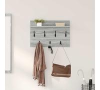 vidaXL Attaccapanni da Muro con ripostiglio in Grigio Sonoma, Realizzato in Legno ingegnerizzato. Misure: 60 x 40 x 12 cm. Design Moderno e salvaspazio, con Ganci e Ripiani per Uso Interno. Resisten