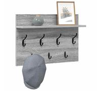 vidaXL Attaccapanni da Muro con ripostiglio in Grigio Sonoma, Realizzato in Legno ingegnerizzato. Misure: 60 x 40 x 12 cm. Design Moderno e salvaspazio, con Ganci e Ripiani per Uso Interno. Resisten