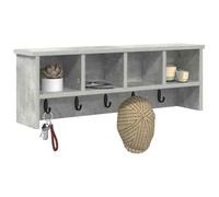 vidaXL Appendiabiti a Muro in Grigio Cemento, Realizzato in Legno ingegnerizzato. Le Misure Sono 75 x 16 x 26 cm. Ha Uno Stile Moderno, Ideale per entrate e corridoi. Include Ganci e Un ripiano, ed