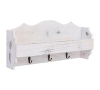 vidaXL Appendiabiti a Muro Ingresso Elegante Robusto Moderno Ripiano e Ganci Attaccapanni da Parete Bianco 50x10x23 cm in Legno di Paulownia