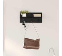 vidaXL Appendiabiti da Muro in Rovere Nero 40 x 10,5 x 18 cm, in Legno ingegnerizzato con Finitura Opaca. Design Moderno e salvaspazio, con Ganci e Ripiani Facili da Pulire. da Usare Solo in Interno.