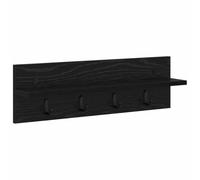 vidaXL Appendiabiti da parete in rovere nero, 60 x 10,5 x 18 cm, in legno con ganci in metallo, perfetto per organizzare il corridoio, facile da montare.