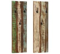 vidaXL Appendiabiti a Parete 2pz 36x3x110cm Legno Massello di Recupero