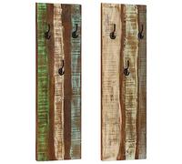 vidaXL Appendiabiti a Parete 2pz 36x3x110cm Legno Massello di Recupero