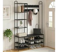 vidaXL Appendiabiti con panca per scarpe Rovere Nero