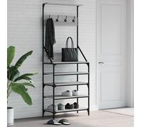 vidaXL Appendiabiti con Porta Scarpe Grigio Sonoma 70x34x184 cm