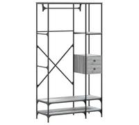 vidaXL Appendiabiti con Scaffali Grigio Sonoma in Legno Multistrato, portabiti, ripiano portaoggetti, ripiano di conservazione, attaccapanni