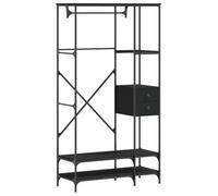 vidaXL Appendiabiti con Scaffali Nero in Legno Multistrato, portabiti, ripiano portaoggetti, ripiano di conservazione, attaccapanni