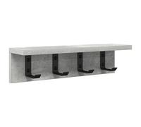 vidaXL Appendiabiti da Muro con Ripostiglio in Legno Grigio Cemento, 40 x 10,5 cm - Ganci per Appenderlo, Design Moderno e Minimalista, Perfetto per Ingresso e Corridoio, Facile da Pulire, Uso Inter